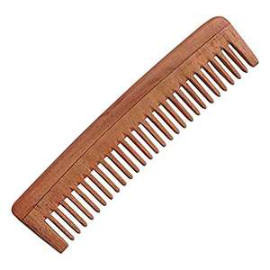 Peine de dientes anchos para el cabello, cabello rizado de madera de neem para mujeres y hombres, crecimiento del cabello, desenredador anticaspa, Neem - Product Image 5