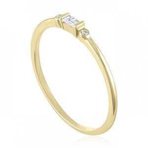 แหวนทอง14K ทรงบาแกตต์ตัดหินตรงกลางด้วยหินกลมที่ซ้อนกันได้แหวนเพชรสำหรับปลูกในห้องปฏิบัติการ - Product Image 2