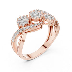 แหวนหมั้นเพชรทรงกลมสีเหลืองทอง 14K สำหรับผู้หญิง |   เพชรที่เพาะเลี้ยงใหม่ - Product Image 2