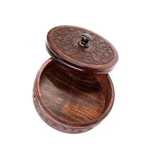 Casserole de service en bois Pot fleur martelée conception fournitures alimentaires vaisselle décoration hôtel restauration utilisation - Product Image 1