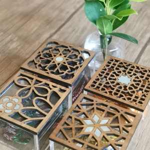 Caja de regalo Eid cuadrada de lujo con acabado de laca Acrílico y tapa de madera Incrustaciones de perlas Conservación de frescura para chocolates y dátiles - Product Image 5