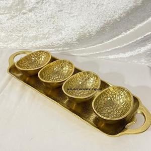 Plateau de service à buffet à étages en chrome, avec 3 bols amovibles, station de trempage, écologique, finition miroir vintage, pour les fêtes - Product Image 6