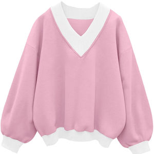 Mode surdimensionné col en V sweat unisexe pull ample ourlet côtelé et poignets Streetwear décontracté à capuche Alternative - Product Image 1