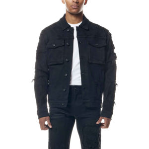 Blouson Bomber en Jean Effet Usé et Déchiré Style Hip Hop Nouvelle Collection Automne Vente en Gros pour Hommes Style Patchwork 2023 - Product Image 2