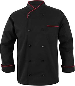 Chaqueta de Chef de Polialgodón y Chaqueta de Chef Más Económica, Doble Botonadura, Ribete con Ribete, Uniforme de Restaurante, Logotipo Bordado Personalizado - Product Image 3