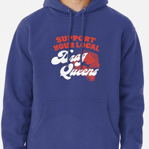 Sweat-shirt à capuche pour homme « Soutenez vos Drag Queens locaux », en molleton de coton bleu, style vintage, imprimé sur le devant, coupe classique, pour l'hiver - Product Image 2