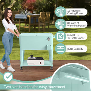 Caja de Plástico Rectangular de 91*84.5*38.5cm, Carro de Aislamiento Congelado, Verde Menta - Product Image 3