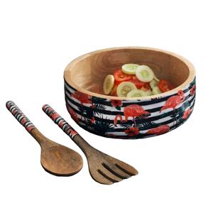 Bol à salade rond en bois d'acacia massif de qualité supérieure, grand modèle, pour servir les fruits et les salades - Product Image 5