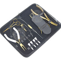 Ensemble de 3 pinces de haute qualité pour extensions de cheveux, crochet à perles, ciseaux |   Kit d'outils en acier inoxydable (usage en salon, garantie 1 an) LUMINEX