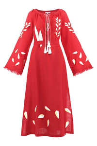 Nuevas mujeres bordadas mangas completas cuello en V Boho moda hecha a mano Ucrania vestidos largos completos - Product Image 3