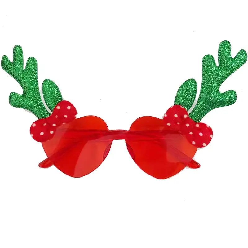 2023 Promotional Gift Christmas Festival Decoration Heart -shaped Antlers Party Glasses For Kids Adults