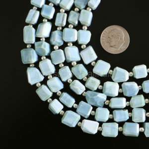 Perles de nacre bleue naturelle facettées, perles de pierres précieuses de nacre bleue en vrac pour la fabrication de bijoux, fournitures en vrac d'un fabricant indien - Product Image 5