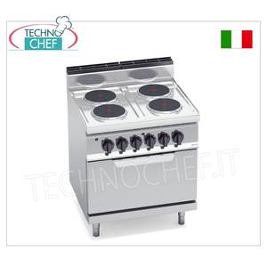 Cuisinière électrique 4 plaques sur four GN 2/1, Kw.17.9 - Product Image 3