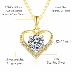 VVS D Color 1 Carat Cut <b>Heart</b> Shape Moissanite 925 Sterling Silver Claw Setting Link Chain Pendant <b>Necklace</b> Engagement Gift - Product Image 5