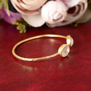 Latest Design <b>Boho</b> Gemstone Cuff <b>Boho</b> Brass Bangle for Women 18K Gold Plated Oval Open <b>Bracelet</b> for Wholesale OEM ODM - Product Image 4
