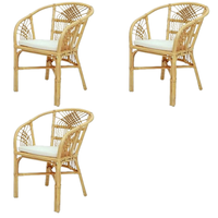 Fauteuil Harmony en bambou et rotin, structure en bois capitonnée, design moderne, pour salle à manger, salon, chaise de détente