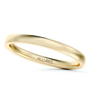 18K Yellow Gold Wedding <b>Ring</b> Low <b>Dome</b> Comfort Fit (2mm) Fine Jewelry Set - Product Image 5
