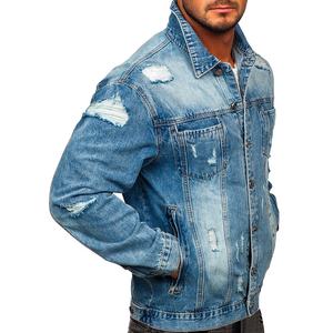 2024 Fall Spring Men's Stylish High Quality <b>Denim</b> Puffer <b>Jacket</b> Custom Logo Ripped Streetwear Hot Selling Winter Fashion - Product Image 4