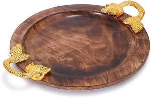 Plateau de service en bois d'acacia fait à la main avec poignée en métal plateau de taille personnalisée usage domestique meilleure qualité au meilleur prix - Product Image 6