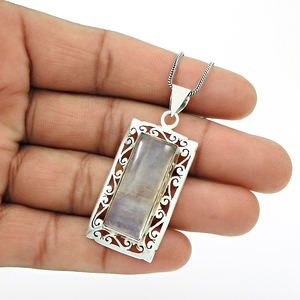 Precio al por mayor de alta calidad, Plata de Ley 925, piedra lunar arcoíris Natural, colgante de estilo clásico, proveedores de joyería fina hecha a mano - Product Image 2