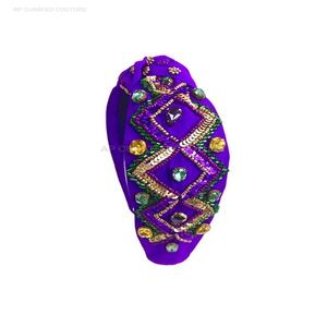 Beaded <b>Headbands</b> Vintage Retro Style Mardi Gras Hair Accessory Purple Golden Green <b>Sequin</b> Beaded <b>Headband</b> Customized Designs - Product Image 5