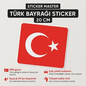 สติกเกอร์ติดรถยนต์ลายธงชาติตุรกี ขนาด 20 ซม. แสดงความภาคภูมิใจด้วยสัญลักษณ์แห่งชาติ พร้อมสติกเกอร์มาสเตอร์ - Product Image 3