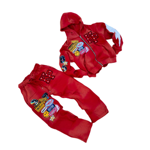 Chándales de lavado ácido de lana transpirable de peso pesado ropa de calle cálida de invierno logotipo personalizado conjuntos de chándal de dos piezas - Product Image 3