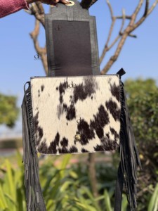 New Arrival Hand Tooled Carving Leather Fringe Handbag Hair On Hide Fur Gypsy Boho Vintage Handmade Shoulder <b>Bag</b> Stylish <b>Bags</b> - Product Image 6