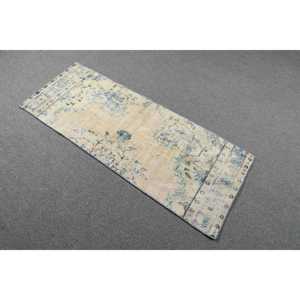 Alfombra Turca de 1.8x4.6 pies, Alfombra Vintage, Alfombra de Lana con Puntos Azules - Product Image 2