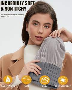 Gorro de Punto con Forro Polar, de Spandex/Poliéster, para Hombre y Mujer, Gorro de Invierno Suave, Grueso, Cálido, Transpirable e Impermeable para Nieve y Esquí - Product Image 3