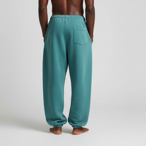 Pantalon de jogging décontracté pour homme en toile épaisse et molletonnée, coupe oversize, taille mi-haute, brodé, avec cordon de serrage - Product Image 2