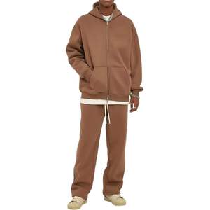 Ensemble survêtement unisexe en molleton de haute qualité, respirant, décontracté, avec fermeture éclair, sweat-shirt et pantalon de jogging, logo personnalisé - Product Image 2