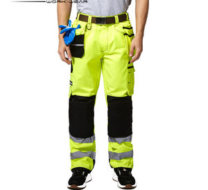 Ropa de trabajo de algodón y poliéster de alta resistencia personalizada, pantalones con múltiples bolsillos para hombre, pantalones de trabajo de alta visibilidad, cintas reflectantes, taller de seguridad - Product Image 2