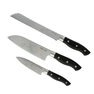 Kitchen Knife 3-Piece Set: Petty Knife, Kitchen Knife, and Bread Slicing Knife