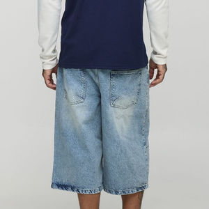 Shorts en jean vintage délavé pour homme, coupe ample et décontractée, style baggy, longueur genou, respirant, couleur unie, OEM/ODM - Product Image 3