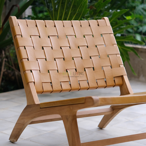 Muebles de madera maciza con respaldo tejido, silla individual para Exteriores tiene un estilo minimalista, antihongos y fuerte - Product Image 1