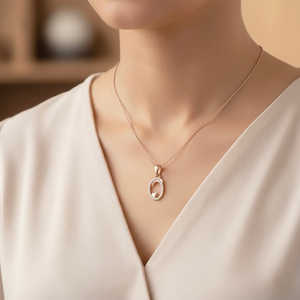 Colgante de Plata de Ley 925 con Sello BIS, Letra O, Circonita Cúbica, Chapado en Oro, Acabado en Oro Rosa y Rodio, Colgante Fino - Product Image 6