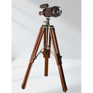 Telescopio de gabinete de telescopio de latón antiguo en trípode, decoración de estilo náutico Retro, decoración única para oficina - Product Image 3
