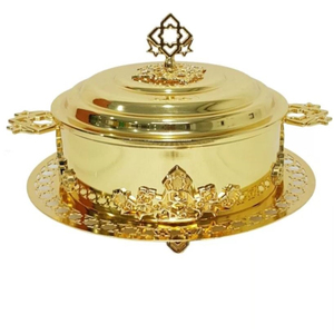 Plat Casserole En Acier Inoxydable Finition Or Vaisselle Chauffe-Aliments Buffet Affichage Pour Mariage Et Fêtes Plats De Restauration - Product Image 1