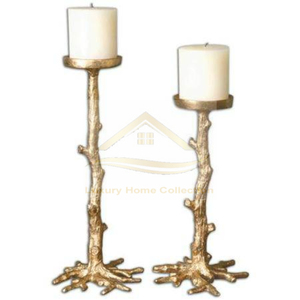 Conception de bois de cerf forme ronde guirlande conception bougeoir 3 en 1 couleur argent aluminium fonte bougie nickelé fournitures de l'inde - Product Image 6