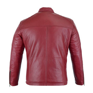 Automne hiver hommes couleur unie en cuir moto veste 5XL fermeture éclair manteau col montant à manches longues Style de rue tissu Blazer - Product Image 2