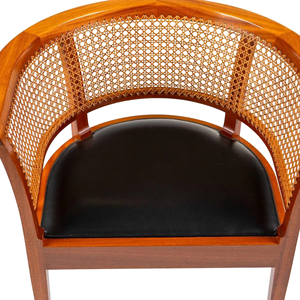 Solid Wood <b>Dining</b> <b>Arm</b> <b>Chair</b> <b>with</b> Natural Cane Backrest and Padded Seat for Restaurant Cafe and Home Use - Product Image 6