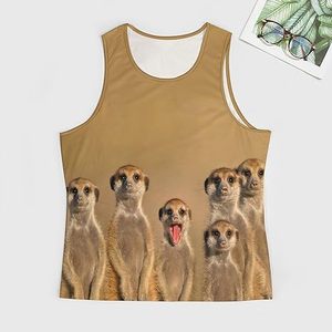 Meerkats Camiseta sin mangas para hombre, camisetas sin mangas para entrenamiento, camisetas deportivas para gimnasio, chaleco - Product Image 2