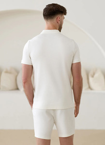 ชุด2ชิ้นเสื้อยืดและกางเกงขาสั้นของผู้ชายชุดออกกำลังกายและชุดออกกำลังกายชายหาดผ้าเนื้อพรีเมี่ยมคุณภาพสูงเข้ารูปสีขาว - Product Image 2