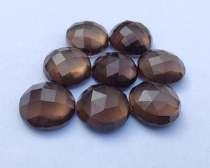 Thạch anh khói tự nhiên hình tròn hoa hồng cắt phẳng trở lại hiệu chỉnh bán buôn AAA + đá quý chất lượng, tất cả các kích cỡ có sẵn. - Product Image 4