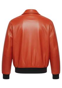 Chaqueta Bomber de Cuero PU Estilo Vintage para Hombre, Acabado Suave, Dobladillo Acanalado, Uso Diario - Product Image 3