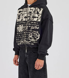 2026 DTF Printing Embroidered <b>Hoodie</b> 240G Custom Logo <b>Men's</b> Jersey Hot Selling High Quality Oversized Drop Shoulder Pocket - Product Image 2