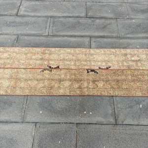 1.7x6.4 ft Vintage Rug, Turkish <b>Runner</b> Rug, Brown <b>Red</b> Animal Print Rug - Product Image 3