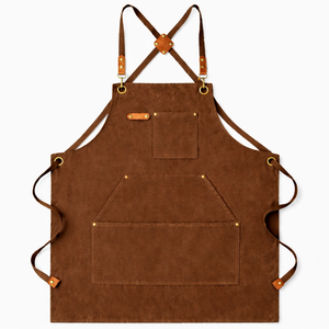 Tablier à bavette violet, taille réglable, résistant à l'eau, plusieurs poches pour produits de nettoyage, style classique, toile tissée - Product Image 5