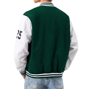 Chaqueta de invierno elegante inteligente de alta calidad, chaqueta de cuero Varsity para hombre, cuerpo de lana, mangas finas, patrón sólido, chaqueta Letterman - Product Image 6